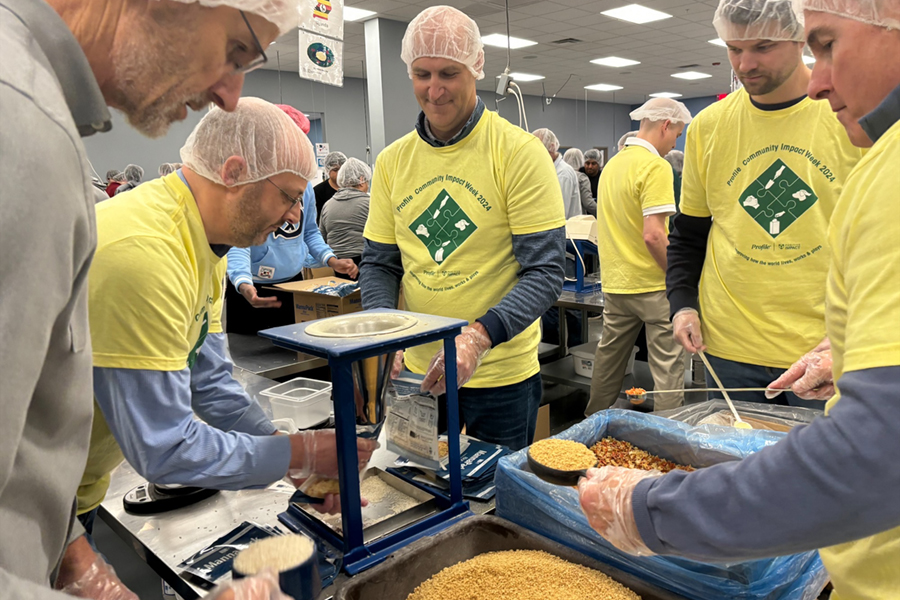 Profile employees packing meals